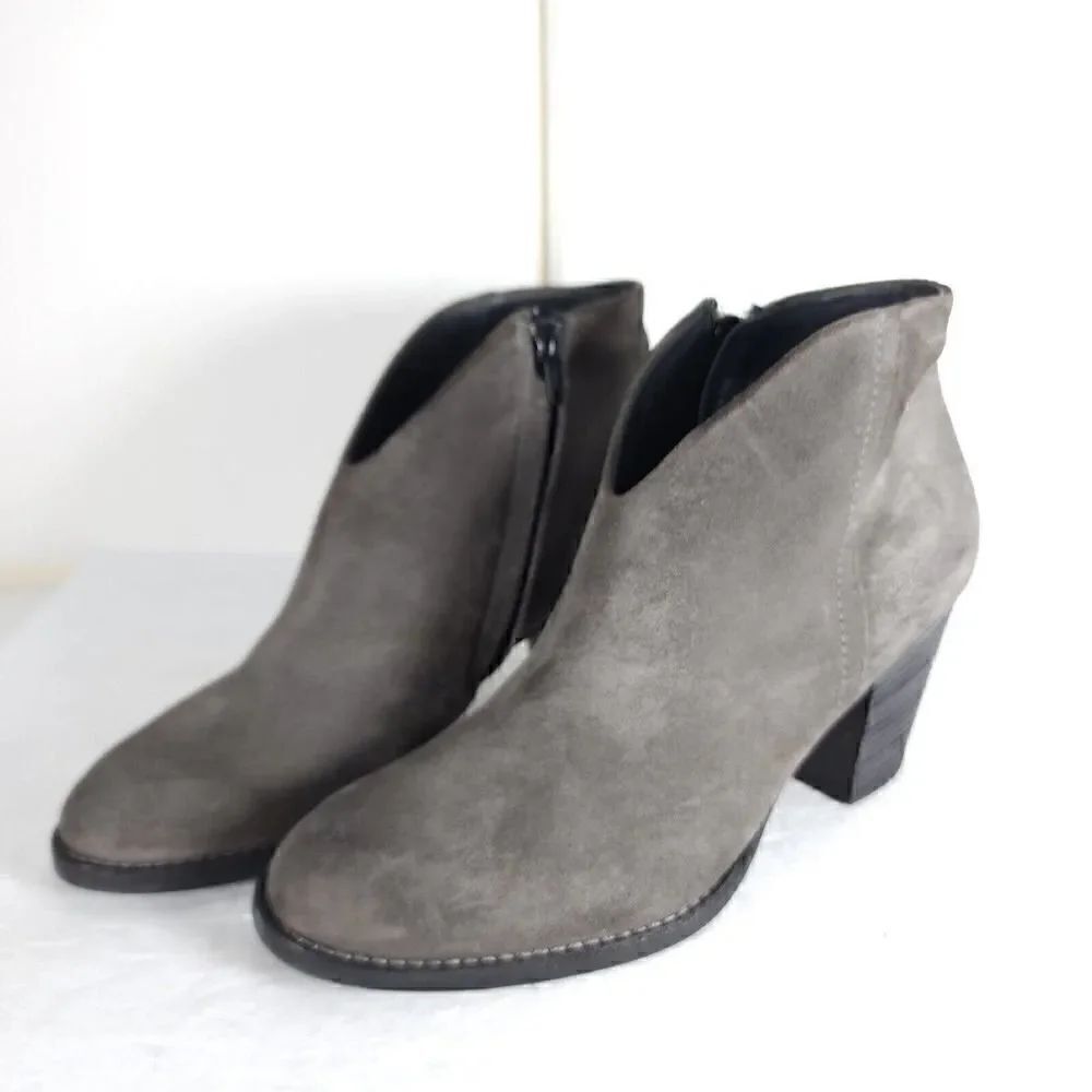Paul Green Women's Delgado Uk5,5 US 8 Gray Suede Side Zip Ankle Booties Boots
